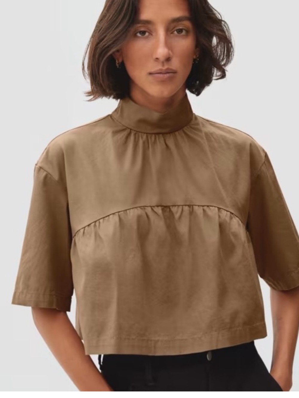Everlane Tiered Mockneck Crop Top